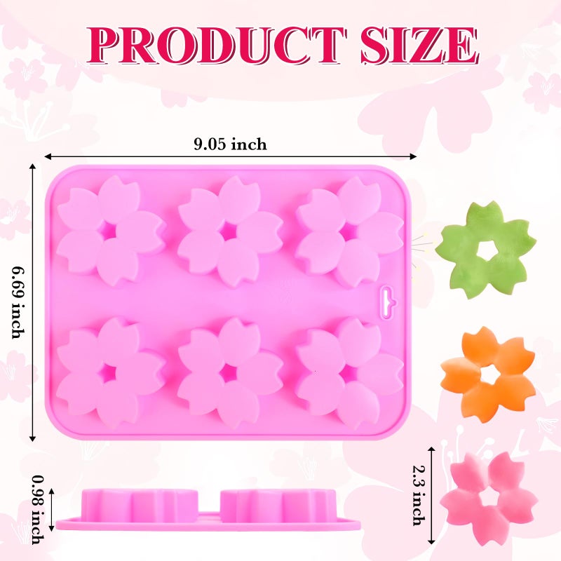 EORTA 2 Pack Sakura Flower Silicone Soap Molds, 6 Cavity Ice Cube Tray by EORTA for Mousse Chocolate Jelly Dessert Candy Pastry DIY Craft Valentine Day, Pink - Image 4